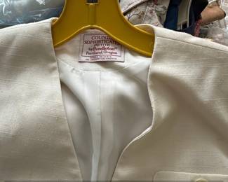 Talbots Navy Blue ButtonFront Cardigan and Countless Sophisticates Petite Ivory Linen Blend Blazer sixth image