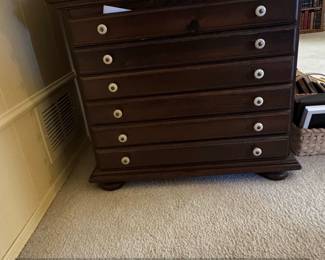 Antique Oak Spool Cabinet with Ceramic Knobs