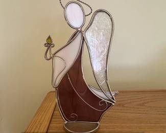 Stained Glass Angel with Candle Suncatcher