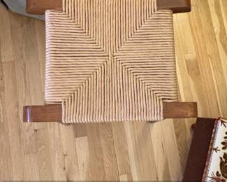 Danish Modern Teak Stool with Square Rush Seat third image