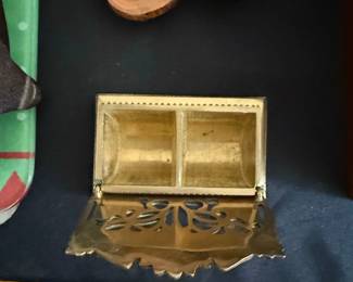 Art Nouveau Brass Sunflower Stamp Holder second image