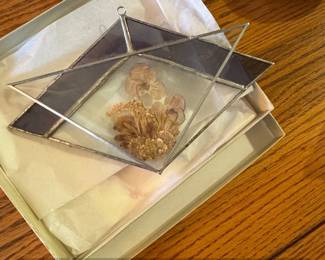 Pressed Flower Stained Glass Geometric Suncatcher