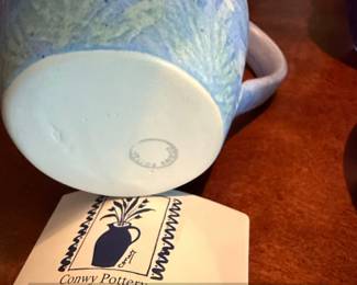 Speckled Stoneware Art Pottery Blue Pitcher third image