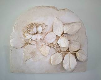 HenFeathers Rose Bas Relief Wall Plaque