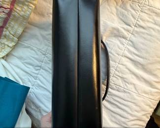 Vintage Black Leather TopHandle Handbag with Rose Clasp fourth image