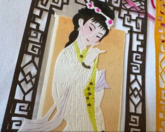 Vintage Chinese Paper Cutout Bookmarks Twelve Beauties of Jinling second image