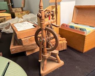 Miniature Wooden Spinning Wheel