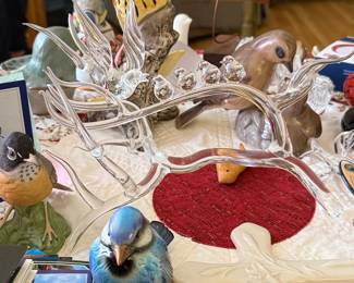 Murano Glass Birds on Branch Figurine