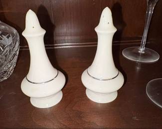 Vintage Lenox Porcelain Salt and Pepper Shakers with Gold Bands