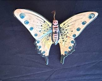 HandPainted Ceramic Butterfly Wall Decor by Ceragueda, Portugal