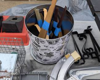 Humane animal traps (2) and vintage shelving