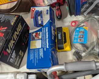 Viking battery charger, crown moulding kit, stud finder