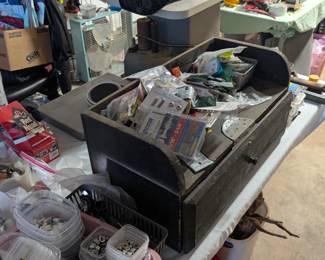 vintage wood tool chest
