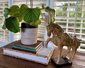 Dana Gibson Tray, Coffee Table Books, wooden horse...