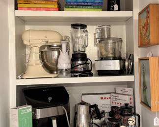 Kitchen supplies - mixers, choppers, tea kettles, cookbooks, air fryer, toastre oven...