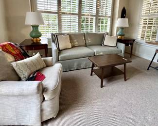 CR Laine Sofa called the "Jennifer", Antique English Pembrooke Tables, Custom Carpets