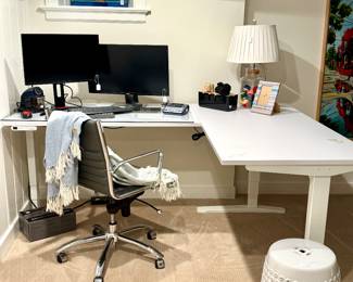 UPLIFT adjustable standing desk, desk chairs, stained glass, lamps and more