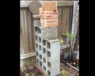 Cement cinder blocks and stepping stones