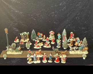 Adorable Vintage Mervyns, Christmas village Square figurines set up