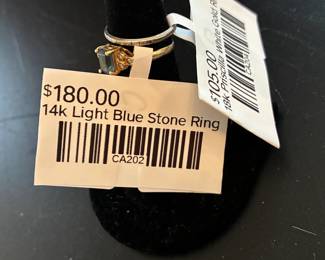 14k Light Blue Stone Ring