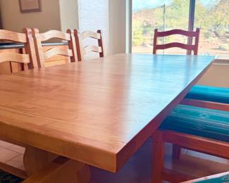 Rectangular wood dining table