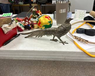 Pair of silver plated pheasants