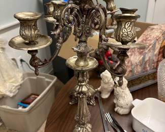 Pair of large silver plated candelabra
