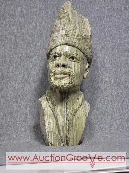 1 Butter Jade Shona Sculpture. Bust of a Man. 14 x 5 x 3. 16lbs