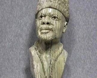 1 Butter Jade Shona Sculpture. Bust of a Man. 14 x 5 x 3. 16lbs
