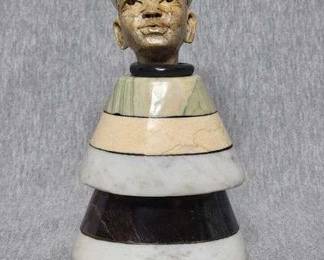 Multi Layered Stone Carving with Stone Necklace. 7 x 4 x 3.