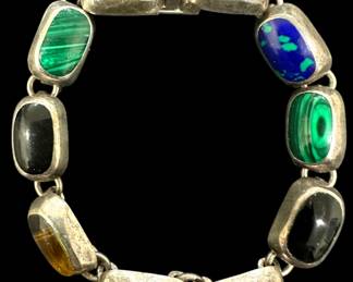 Mexican Silver Gemstone Bracelet 