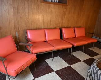 vintage MCM metal vinyl sofa set