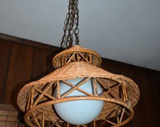 Wicker hanging light fixture