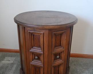 Round drum table with storage cabinet