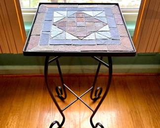 Mosaic Tile Top Accent Table w/Iron Base