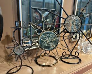 Celestial Metal and Glass Votive Candle Holders