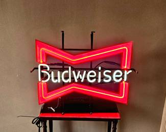 Vintage Budweiser Bow Tie Neon Sign