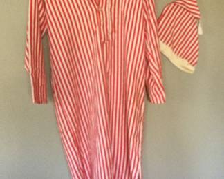 Sears & Roebuck Stripe Nightshirt & Cap, vintage