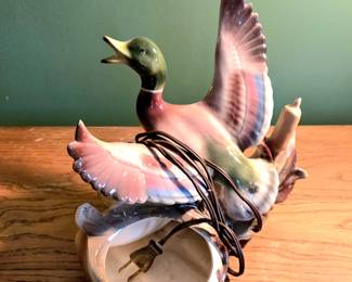 Vintage Ceramic Mallard Duck Planter /TV Lamp