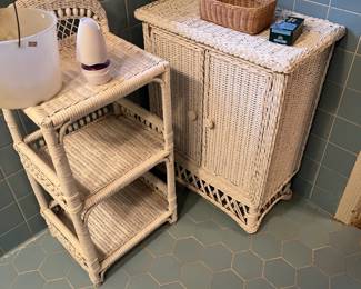 Wicker Cabinet and Shelving Unit