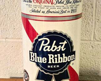 Vintage Pabst Blue Ribbon Metal Waste Basket