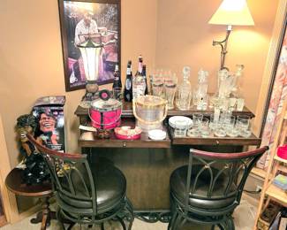 Bar, Barstools, Barware, Vintage Red Wings Ice Bucket,