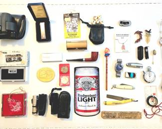 Binoculars, Lighters, Opera Glasses, Watches, Straight Edge Razor, Stopwatch, Lenox Ornament