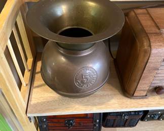 Vintage Brass Spittoon advertising 5 cent Cigars