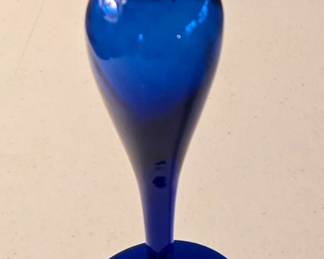 Cobalt Glass Bud Vase with Metal Top
