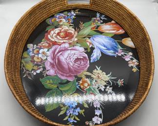 Mackenzie Childs Black Flower Market Party Tray