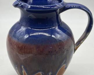 Signed Studio Pottery Drip Glaze Pitcher from 1993