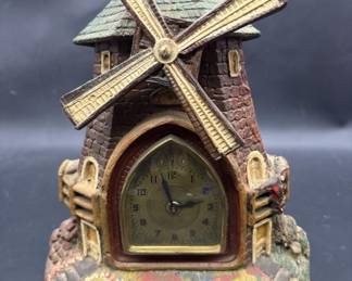 Vintage The Village Mill Clock, Wind Up, Windmill