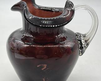 Vtg. Coin Dot Amethyst Hand Blown Ruffled Creamer