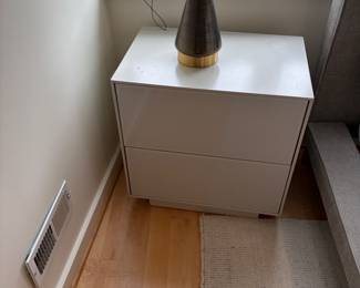Priced with dresser in previous photo.  One of a pair of West Elm nightstands sold with dresser in prior photo.  Nightstands are 25"w x 16"d x 24"h.  As found.  